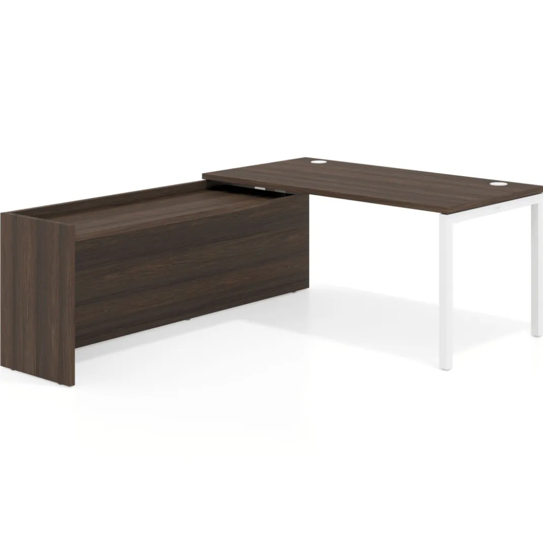 Mesa de despacho en L Kube fondo 80cm con ala WorkPlus estructura blanco