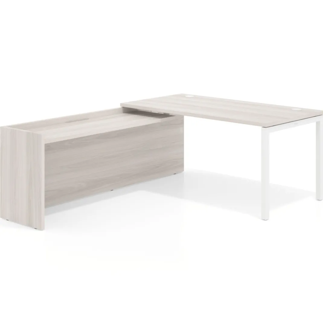 Mesa de despacho en L Kube fondo 80cm con ala WorkPlus estructura blanco
