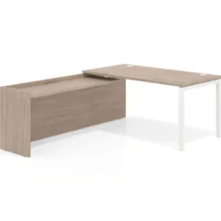Mesa de despacho en L Kube fondo 80cm con ala WorkPlus estructura blanco