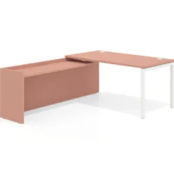 Mesa de despacho en L Kube fondo 80cm con ala WorkPlus estructura blanco