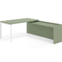 Mesa de despacho en L Kube fondo 80cm con ala WorkPlus estructura blanco
