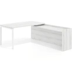 Mesa de despacho en L Kube fondo 80cm con ala WorkPlus estructura blanco