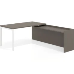 Mesa de despacho en L Kube fondo 80cm con ala WorkPlus estructura blanco