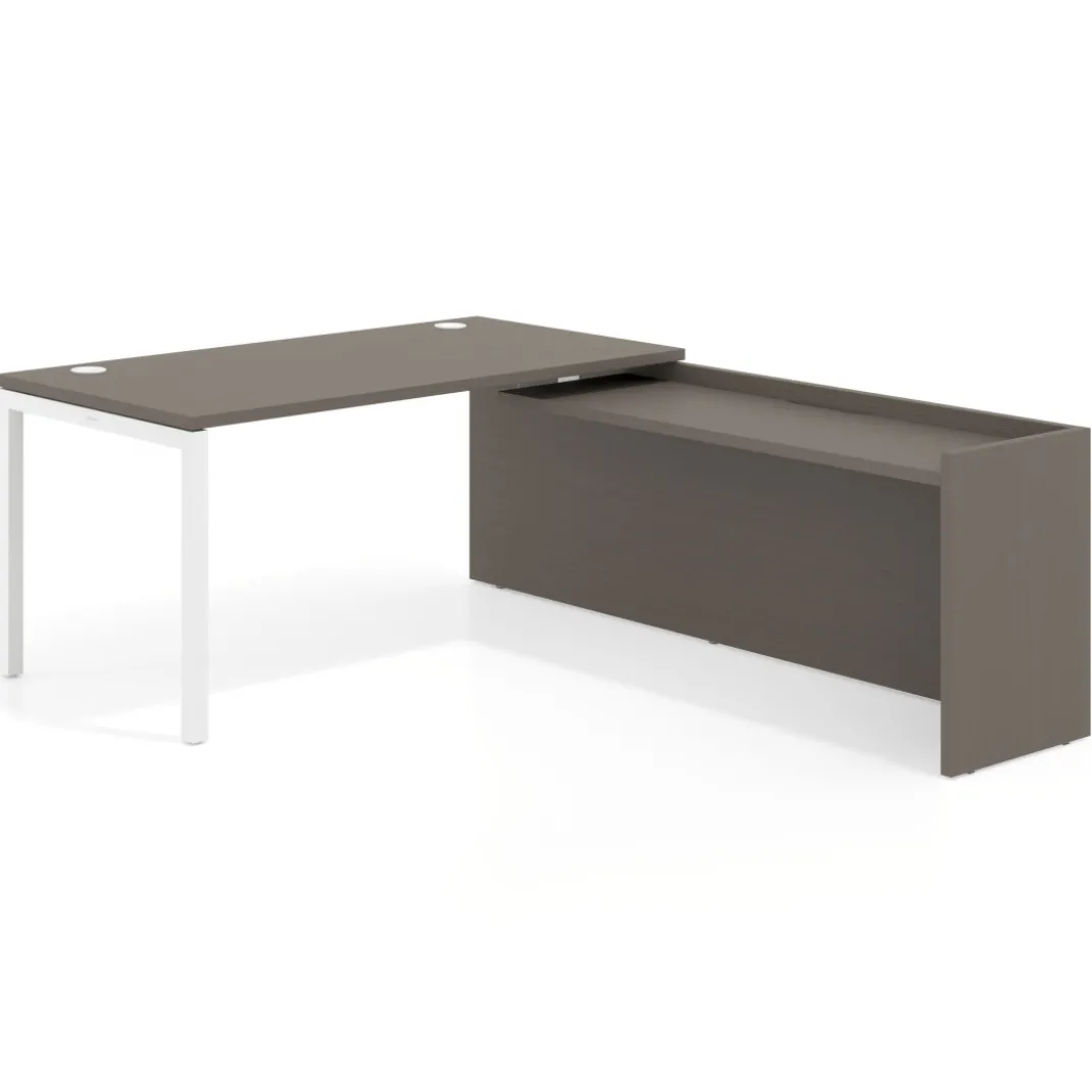 Mesa de despacho en L Kube fondo 80cm con ala WorkPlus estructura blanco