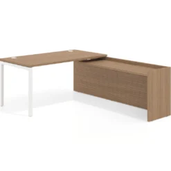 Mesa de despacho en L Kube fondo 80cm con ala WorkPlus estructura blanco