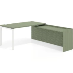 Mesa de despacho en L Kube fondo 80cm con ala WorkPlus estructura blanco