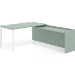 Mesa de despacho en L Kube fondo 80cm con ala WorkPlus estructura blanco