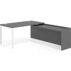 Mesa de despacho en L Kube fondo 80cm con ala WorkPlus estructura blanco