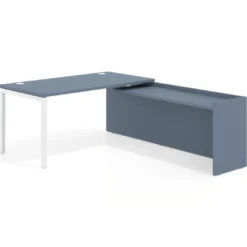 Mesa de despacho en L Kube fondo 80cm con ala WorkPlus estructura blanco
