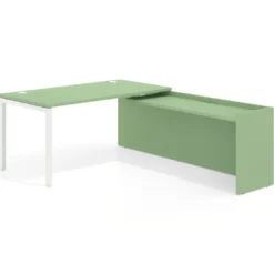 Mesa de despacho en L Kube fondo 80cm con ala WorkPlus estructura blanco