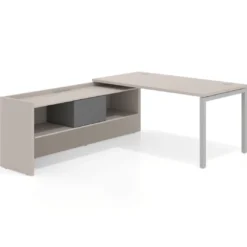 Mesa de despacho en L Kube fondo 80cm con ala+cajones WorkPlus estructura aluminio