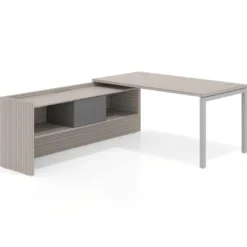 Mesa de despacho en L Kube fondo 80cm con ala+cajones WorkPlus estructura aluminio