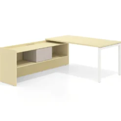 Mesa de despacho en L Kube fondo 80cm con ala+cajones WorkPlus estructura blanco