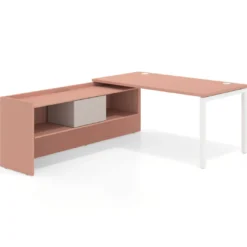 Mesa de despacho en L Kube fondo 80cm con ala+cajones WorkPlus estructura blanco