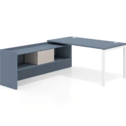 Mesa de despacho en L Kube fondo 80cm con ala+cajones WorkPlus estructura blanco