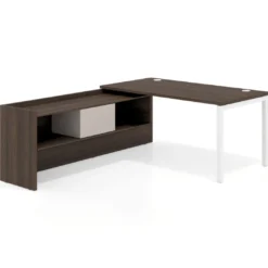 Mesa de despacho en L Kube fondo 80cm con ala+cajones WorkPlus estructura blanco