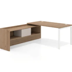 Mesa de despacho en L Kube fondo 80cm con ala+cajones WorkPlus estructura blanco