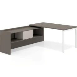 Mesa de despacho en L Kube fondo 80cm con ala+cajones WorkPlus estructura blanco
