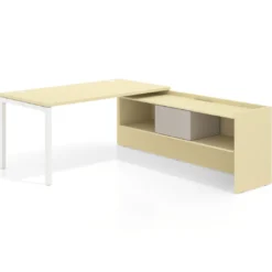 Mesa de despacho en L Kube fondo 80cm con ala+cajones WorkPlus estructura blanco