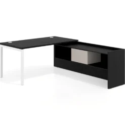 Mesa de despacho en L Kube fondo 80cm con ala+cajones WorkPlus estructura blanco