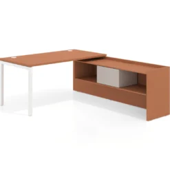 Mesa de despacho en L Kube fondo 80cm con ala+cajones WorkPlus estructura blanco