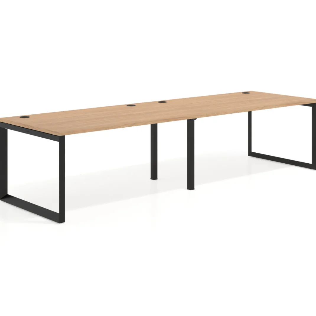 Mesa de despacho progresiva Delta doble, fondo 100cm, estructura negra