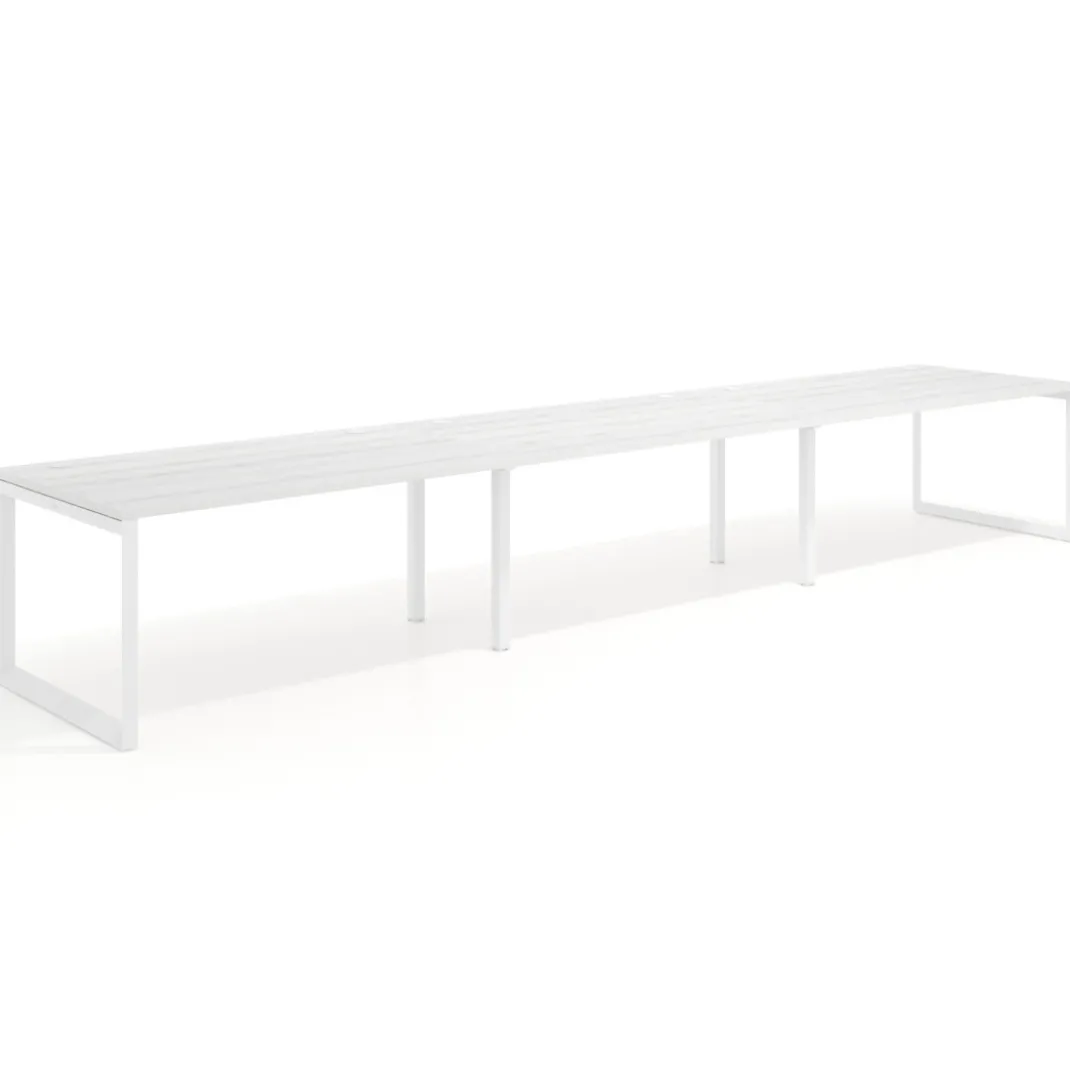 Mesa de despacho progresiva Delta triple, fondo 100cm, estructura blanca