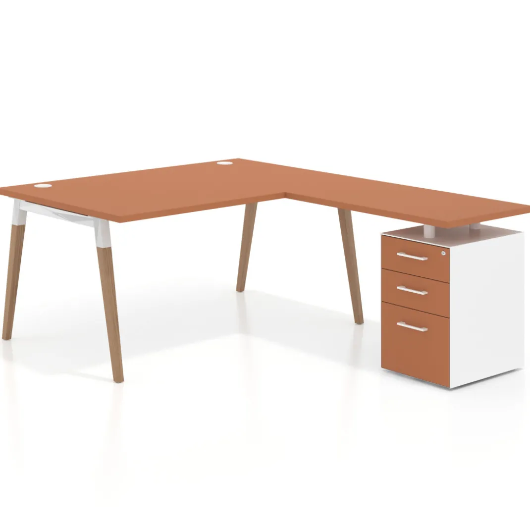 Mesa de dirección con cajones Arki fondo 100cm, frontales de melamina