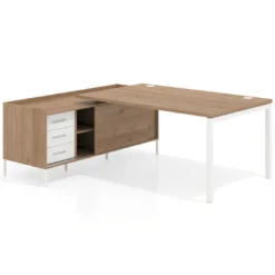 Mesa de dirección con pedestal cajonera Kube fondo 100cm estructura blanca