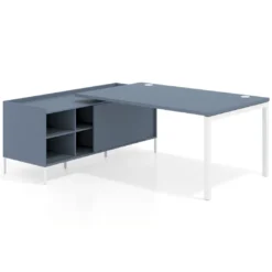 Mesa de dirección con pedestal estantes Kube fondo 100cm estructura blanca