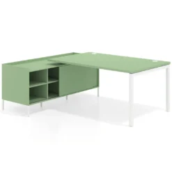 Mesa de dirección con pedestal estantes Kube fondo 100cm estructura blanca