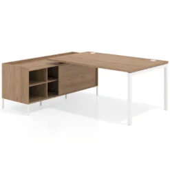 Mesa de dirección con pedestal estantes Kube fondo 100cm estructura blanca