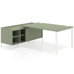 Mesa de dirección con pedestal estantes Kube fondo 100cm estructura blanca