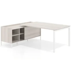 Mesa de dirección con pedestal estantes Kube fondo 100cm estructura blanca