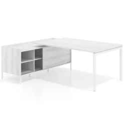 Mesa de dirección con pedestal estantes Kube fondo 100cm estructura blanca