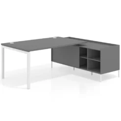 Mesa de dirección con pedestal estantes Kube fondo 100cm estructura blanca