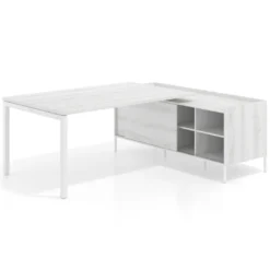 Mesa de dirección con pedestal estantes Kube fondo 100cm estructura blanca