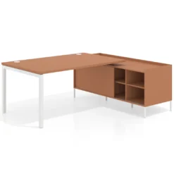 Mesa de dirección con pedestal estantes Kube fondo 100cm estructura blanca