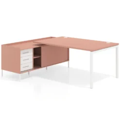Mesa de dirección con pedestal cajonera Kube fondo 100cm estructura blanca