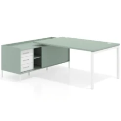 Mesa de dirección con pedestal cajonera Kube fondo 100cm estructura blanca