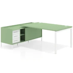 Mesa de dirección con pedestal cajonera Kube fondo 100cm estructura blanca