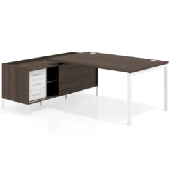 Mesa de dirección con pedestal cajonera Kube fondo 100cm estructura blanca