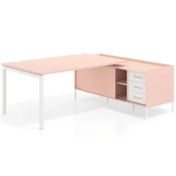 Mesa de dirección con pedestal cajonera Kube fondo 100cm estructura blanca