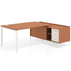 Mesa de dirección con pedestal cajonera Kube fondo 100cm estructura blanca