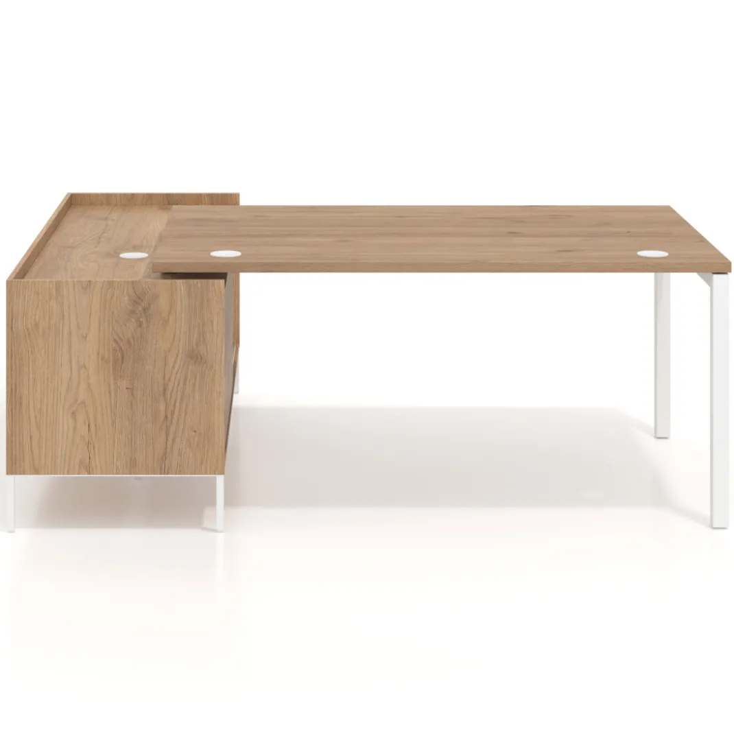 Mesa de dirección con pedestal cajonera Kube fondo 100cm estructura blanca