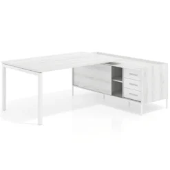 Mesa de dirección con pedestal cajonera Kube fondo 100cm estructura blanca