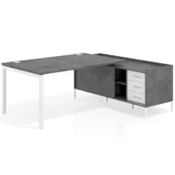 Mesa de dirección con pedestal cajonera Kube fondo 100cm estructura blanca