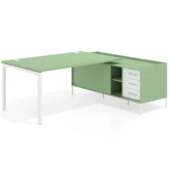 Mesa de dirección con pedestal cajonera Kube fondo 100cm estructura blanca