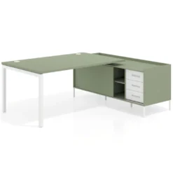 Mesa de dirección con pedestal cajonera Kube fondo 100cm estructura blanca
