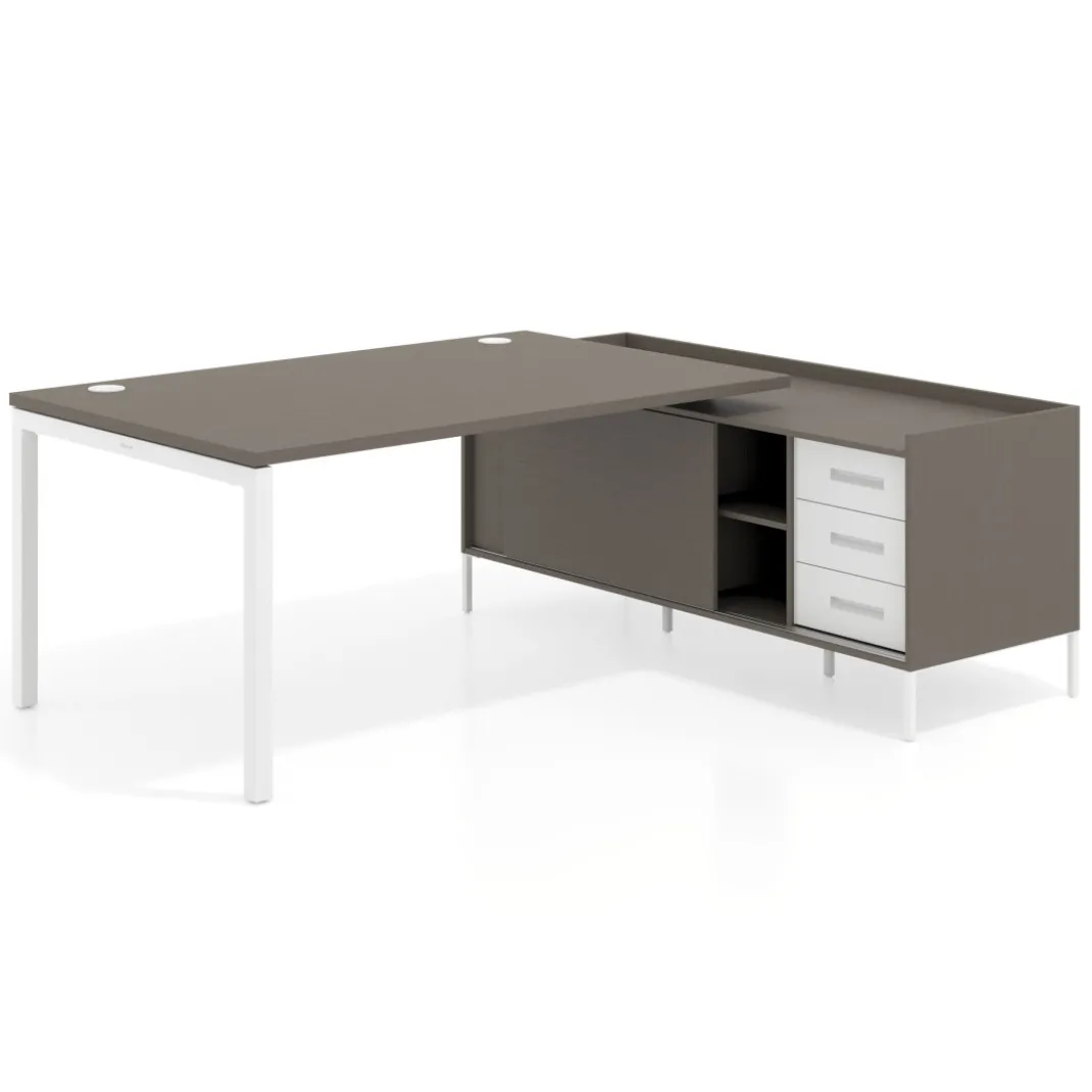 Mesa de dirección con pedestal cajonera Kube fondo 100cm estructura blanca